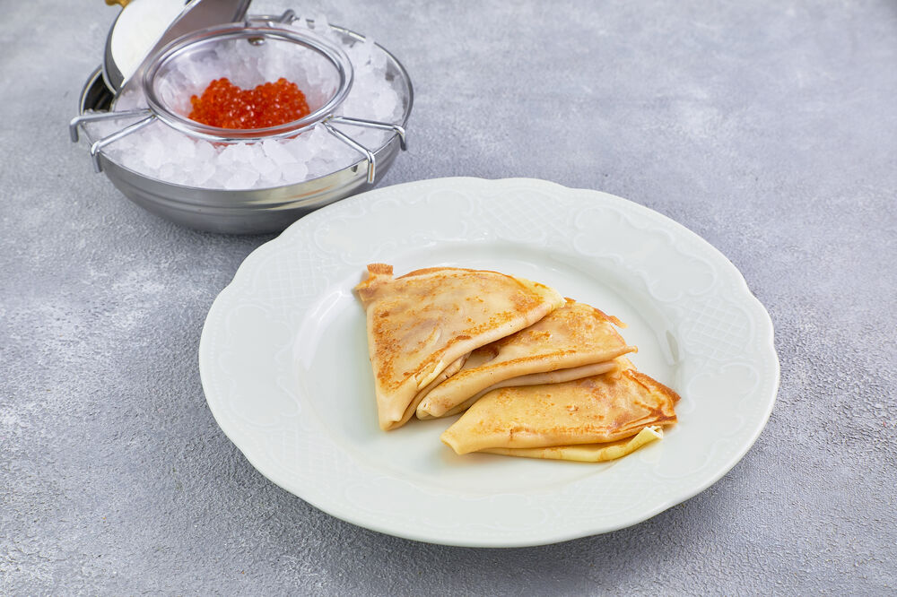 Crepes with red caviar