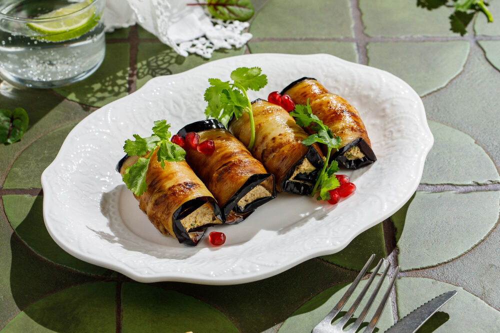 Georgian style eggplant rolls