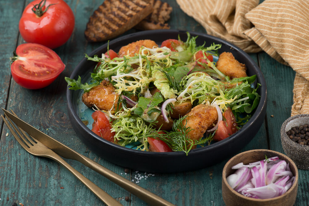 Salad with cod
