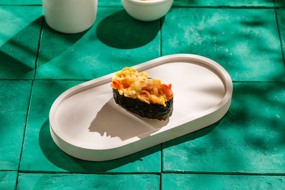 Baked sushi with crab