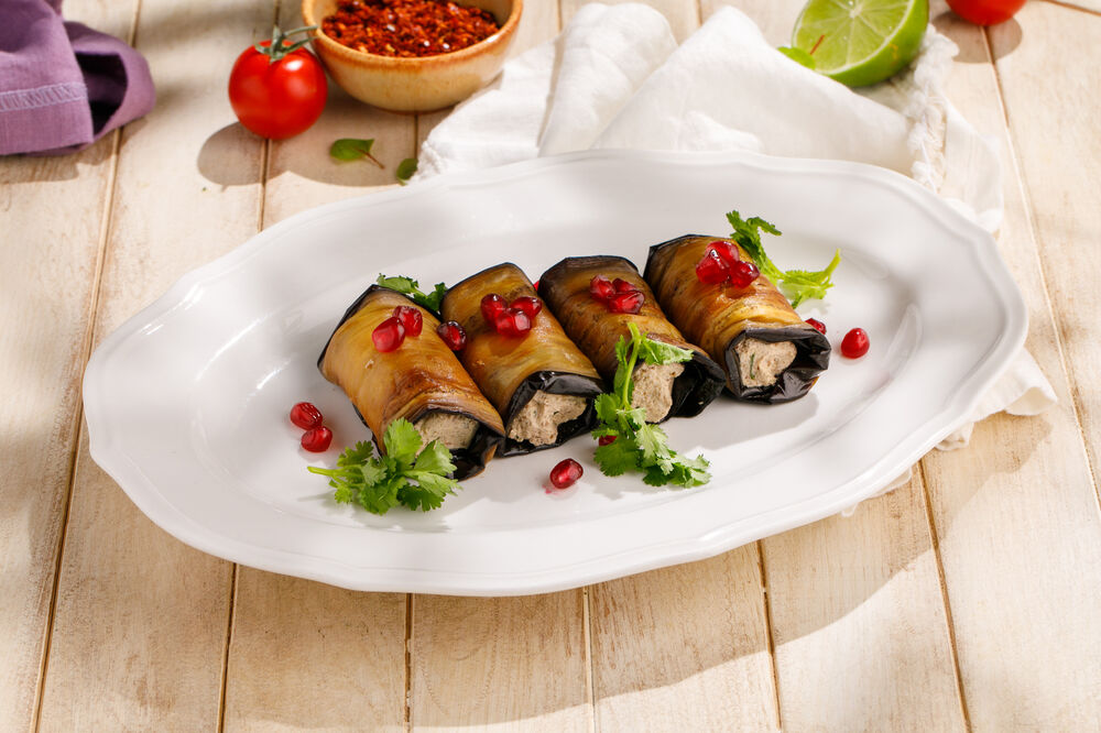 Georgian style fried eggplants with nuts