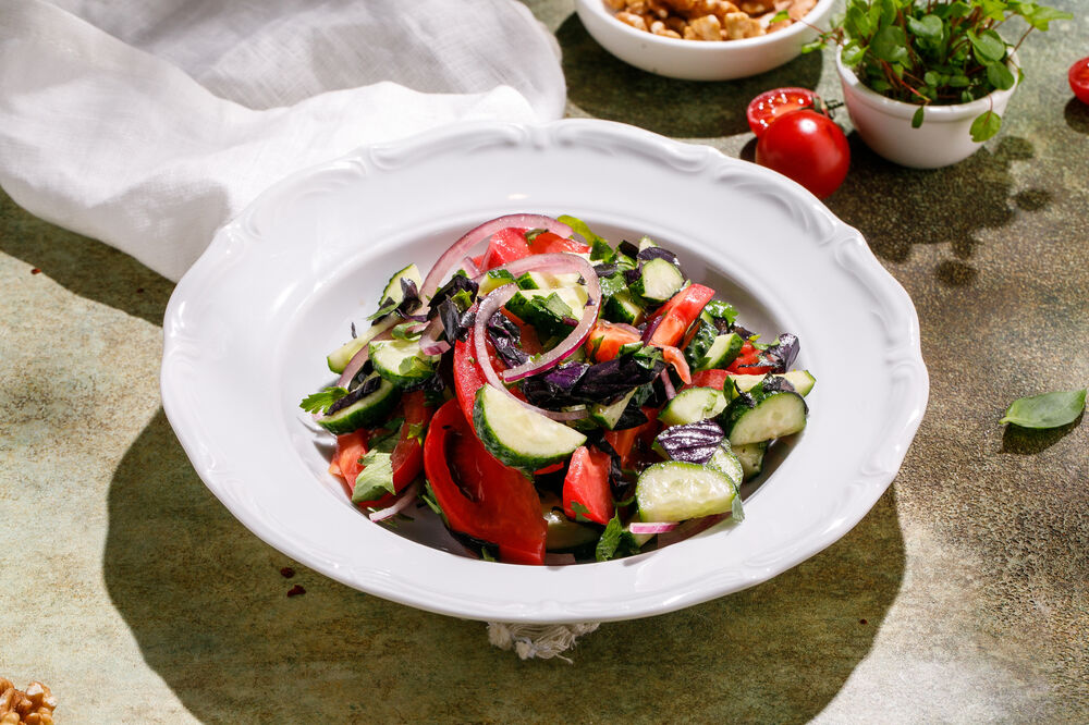 Georgian style vegetable salad with spices