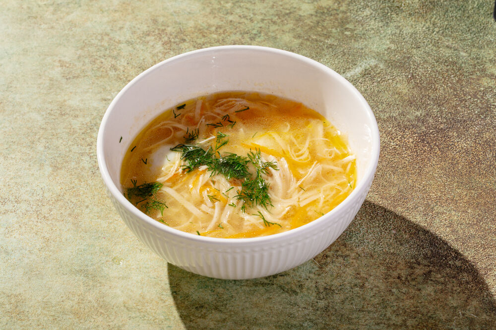 Homemade noodle soup without mushrooms