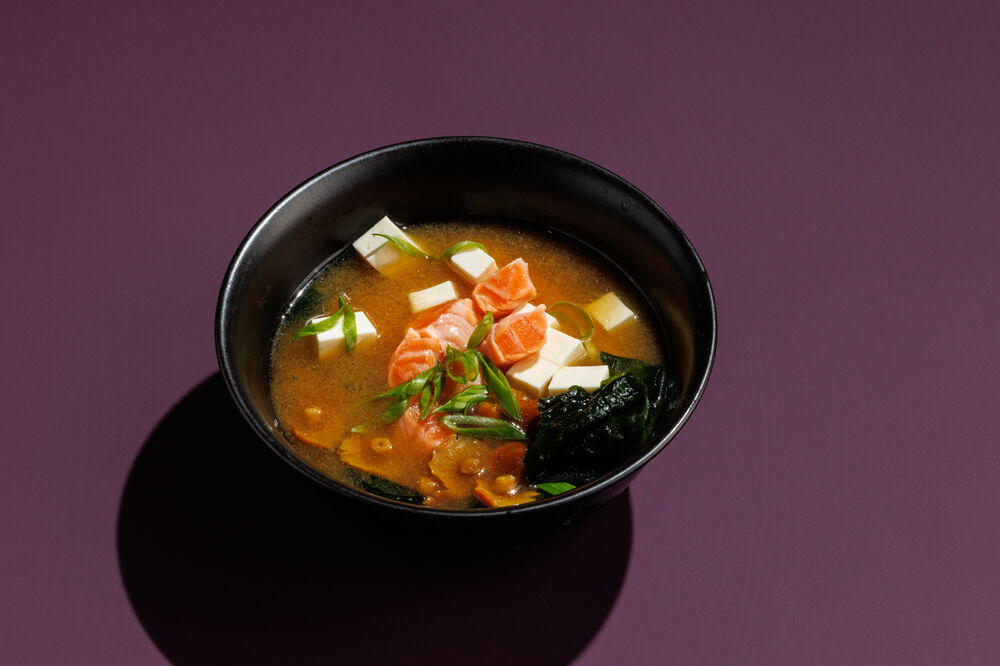 Miso soup with salmon