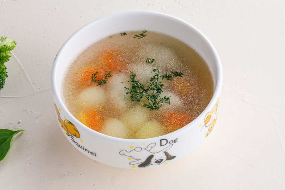 Turkey quenelle soup for children