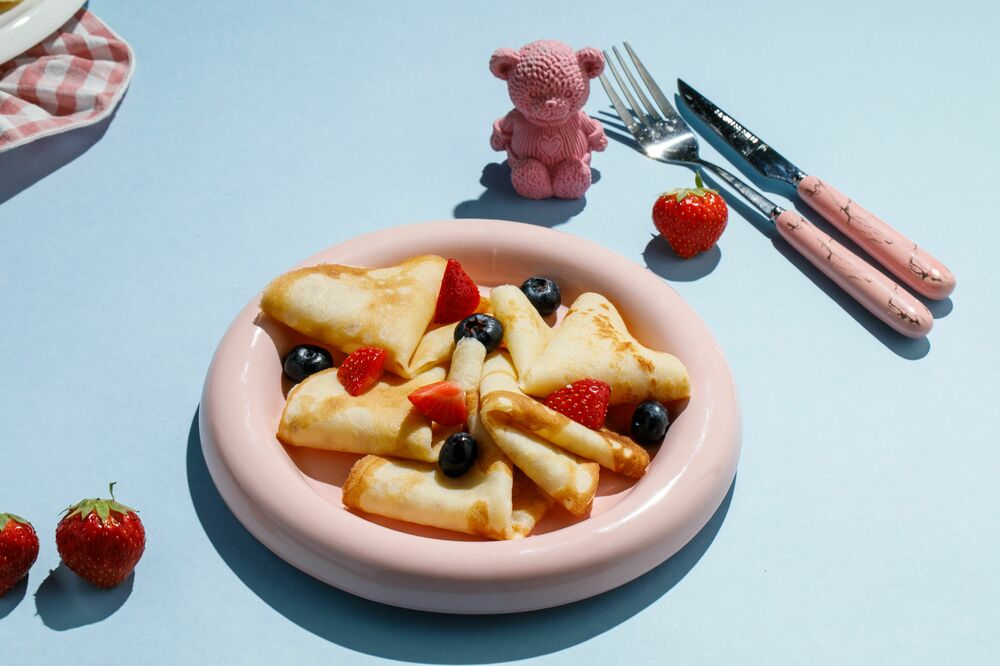Pancakes with berries for children