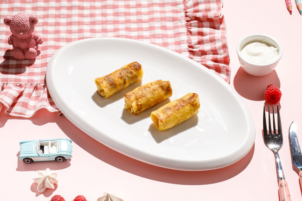 Pancakes with chicken for children