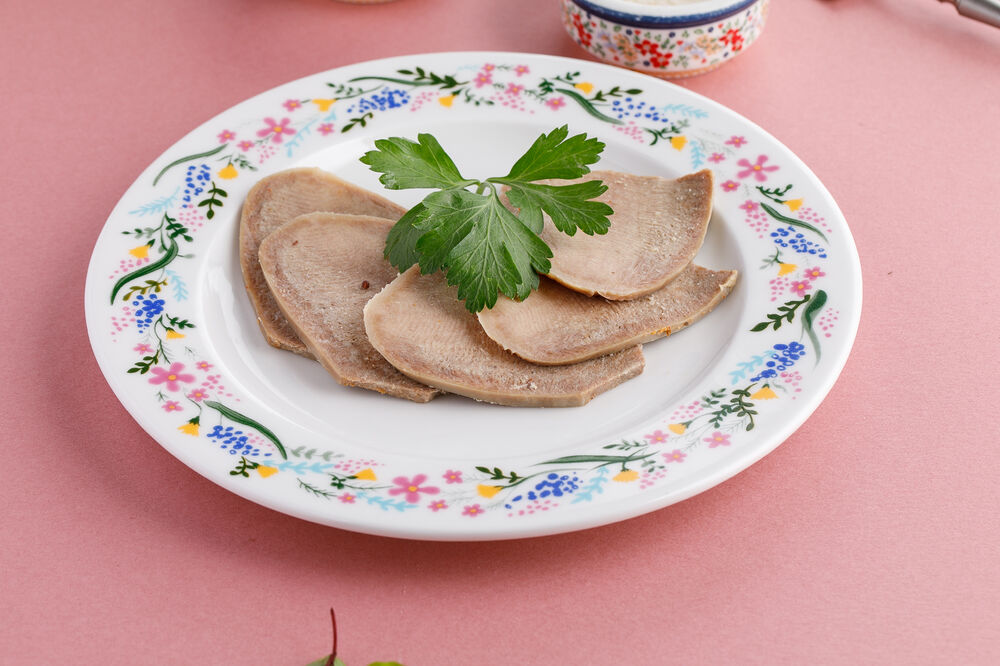 Boiled veal tongue with horseradish