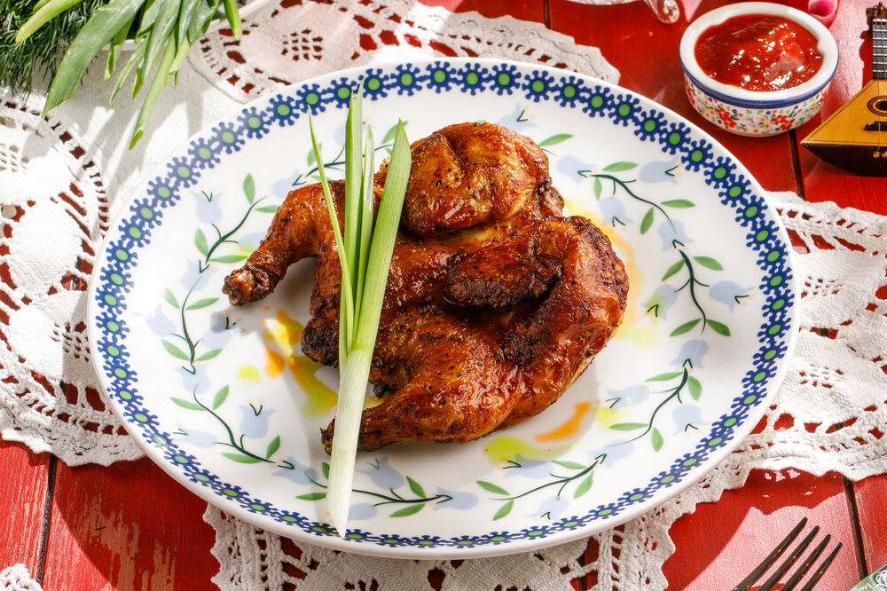 Tobacco chicken with homemade adjika