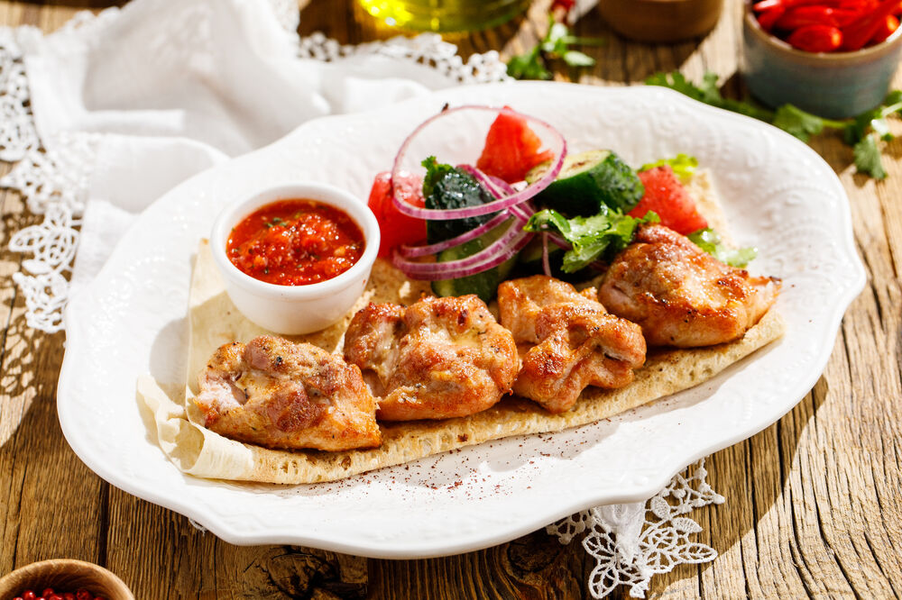 Chicken quarter shish-kebab