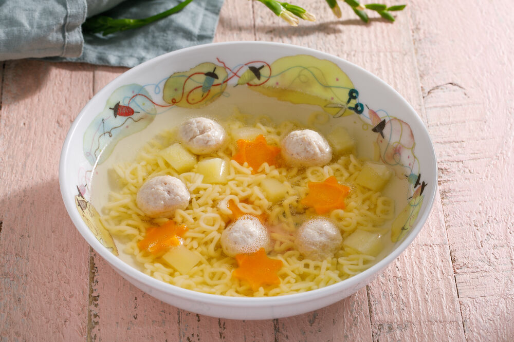 Chicken soup with chicken meatballs