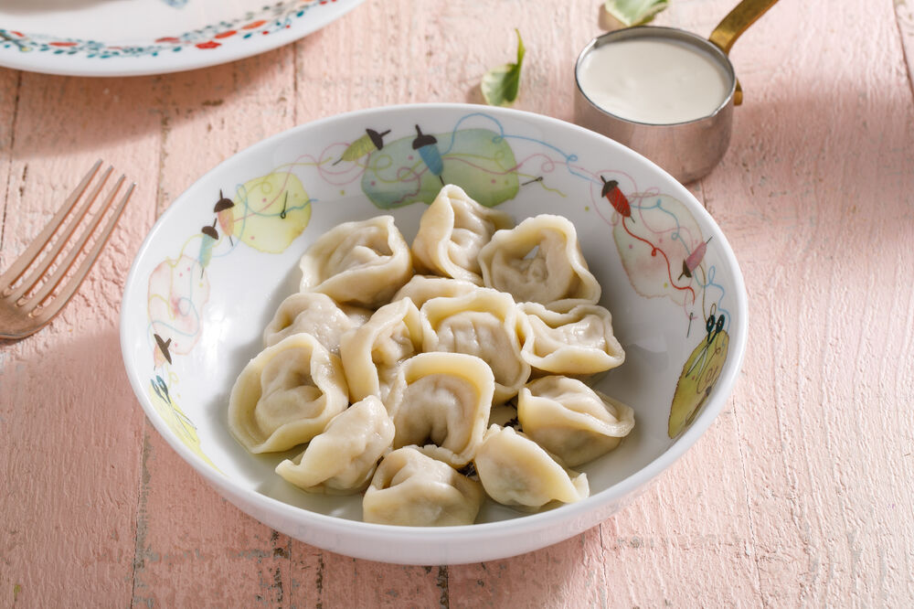 Children's dumplings with meat and sour cream
