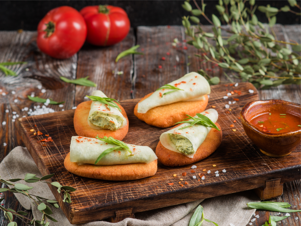 Mchadi with Suluguni cheese