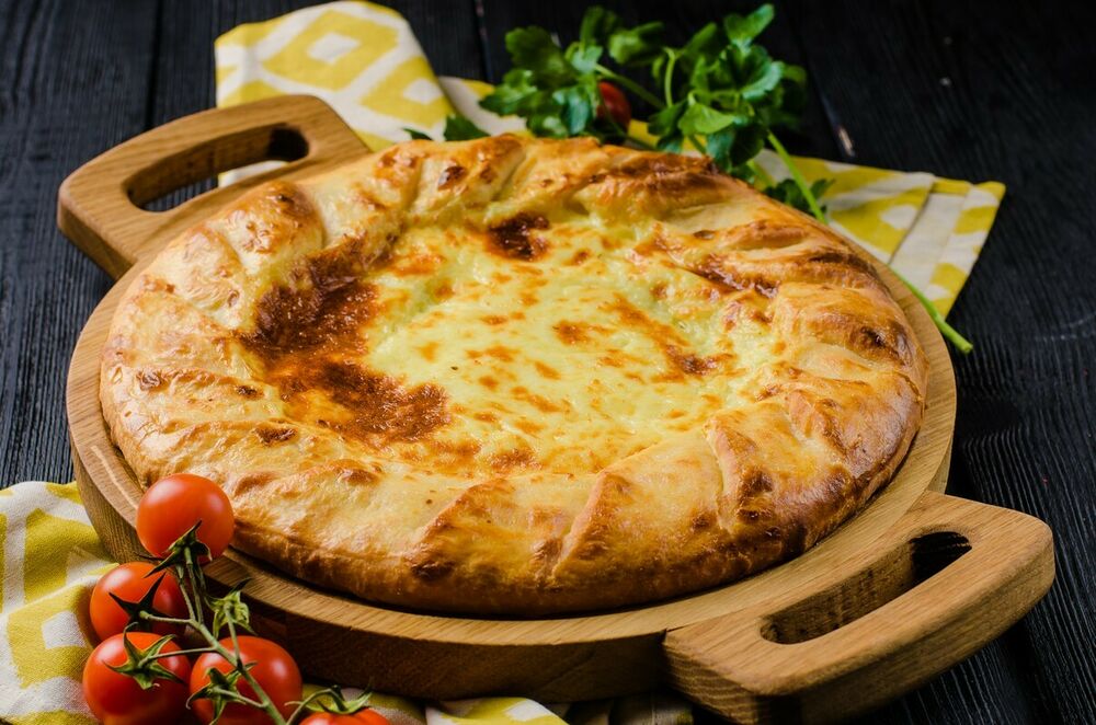 Homemade khachapuri by aunt Eliso