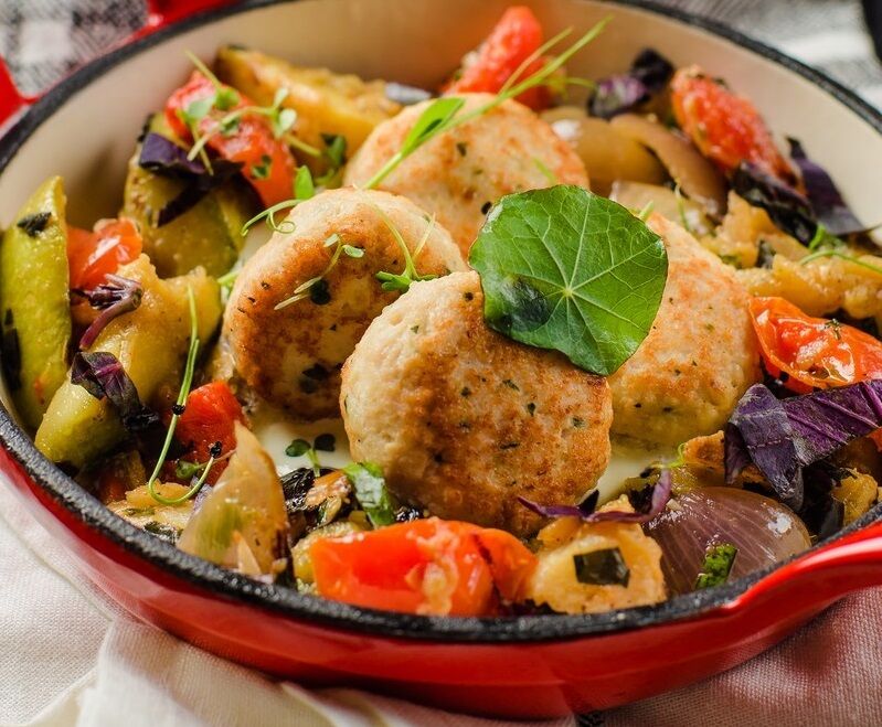 Turkey cutlets with charcoal grilled salad