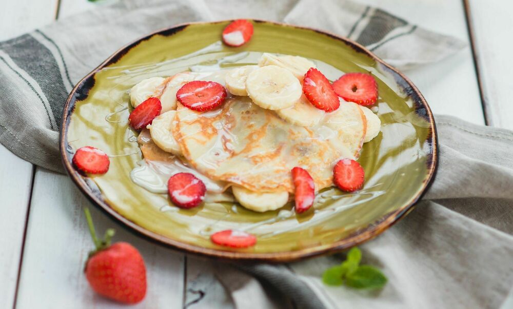  Children's pancakes with banana and condensed milk