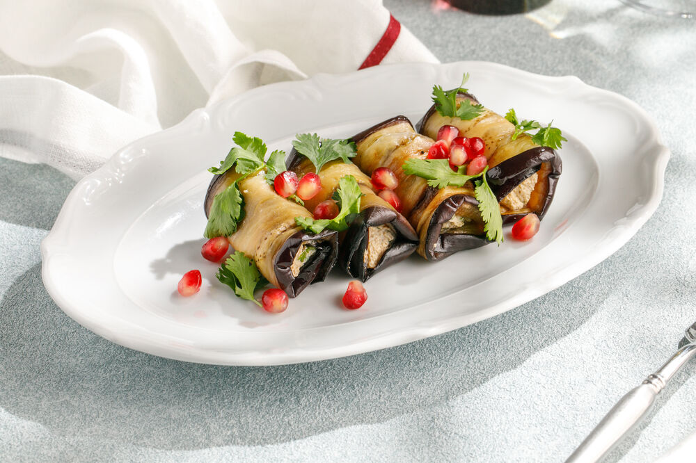 Georgian style eggplant rolls