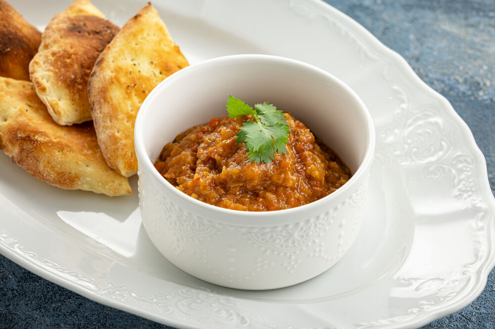 Eggplant spread homestyle served