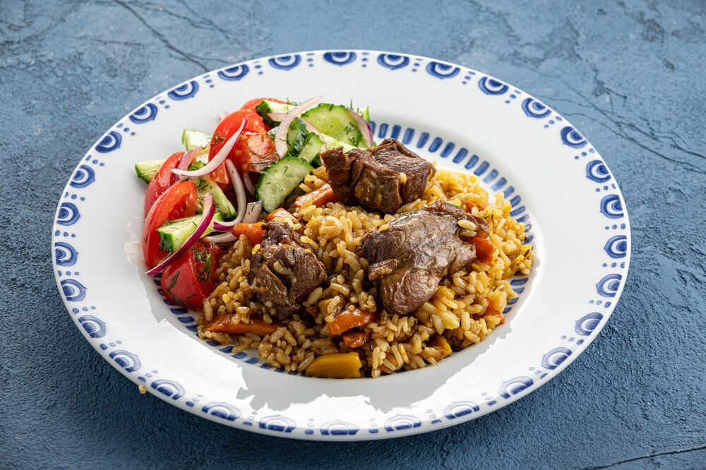 Pilaf with lamb and vegetables