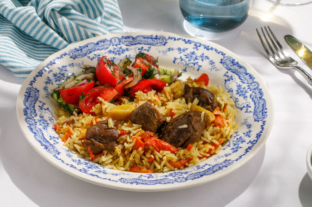 Pilaf with lamb and vegetables