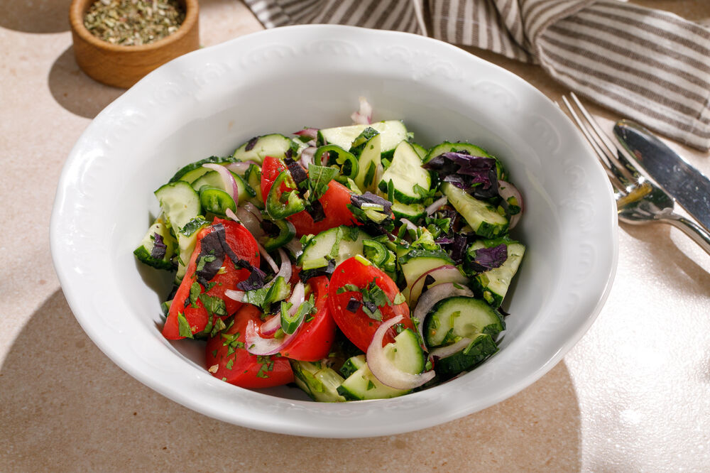 Georgian style vegetable salad with spices
