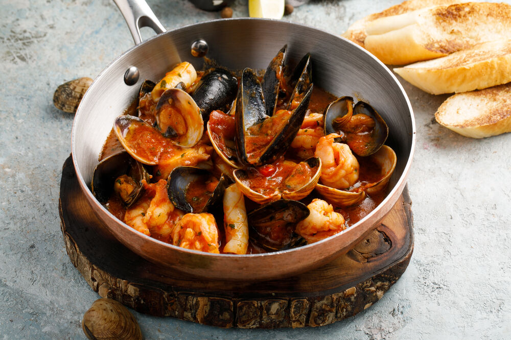 Seafood saute for two persons