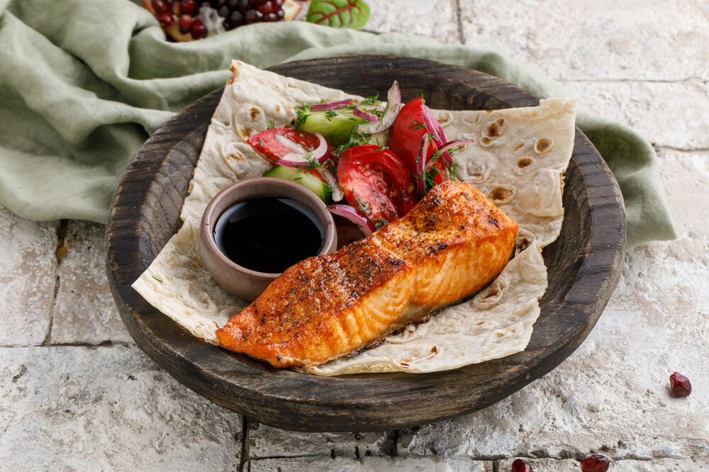 Charcoal grilled salmon
