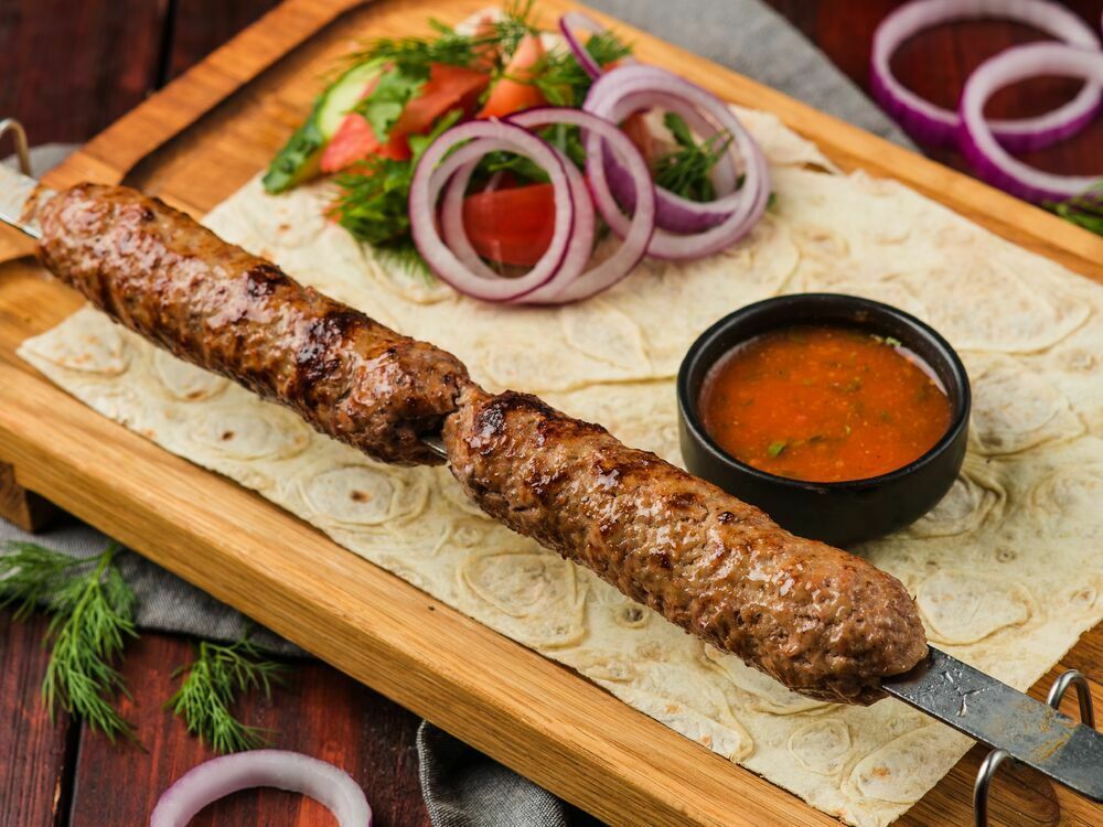 Lamb kebab on coals