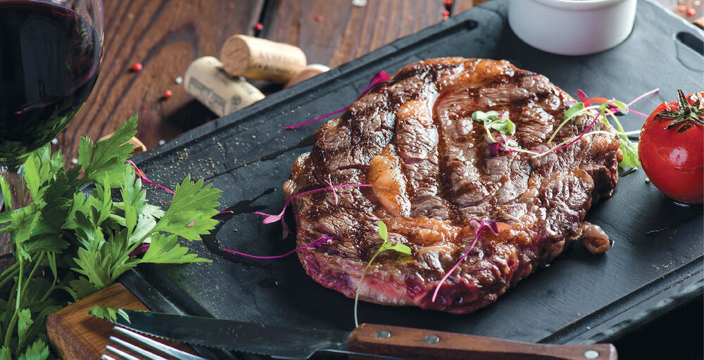Ribeye steak on the grill
