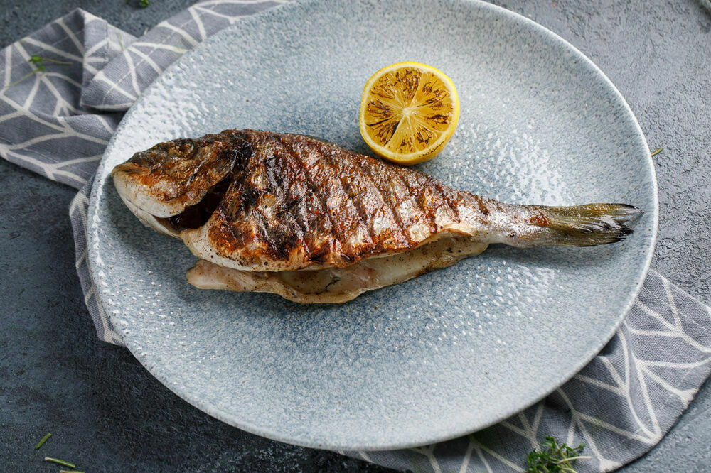Charcoal grilled seabass