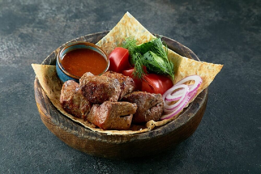 Pork shish-kebab on coals