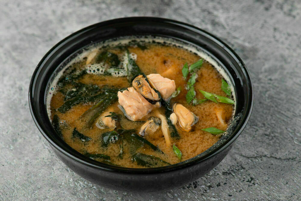 Soup miso with salmon