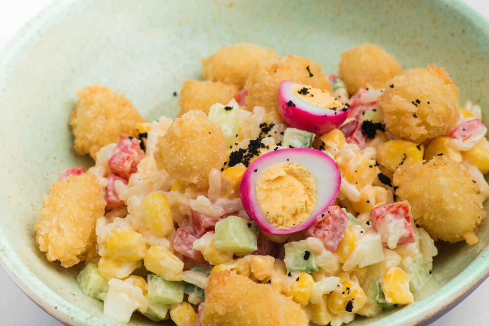 Children's Corn Salad with Crispy Fish