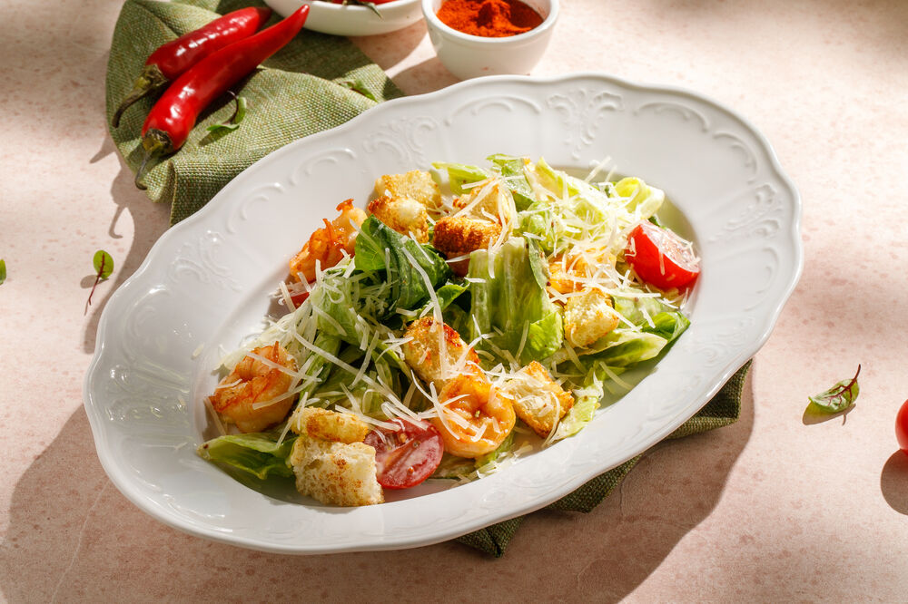 Caesar salad with shrimps