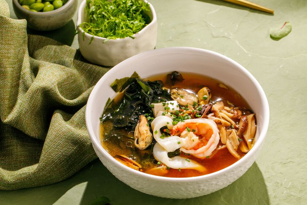 Miso soup with seafood