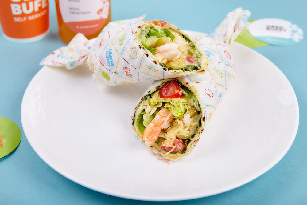 Roll with shrimp and Сaesar sauce
