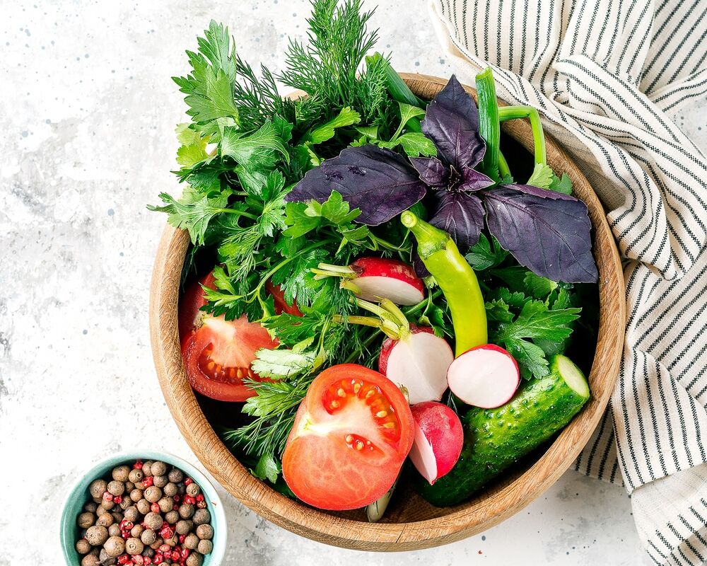 Seasonal vegetables and greens