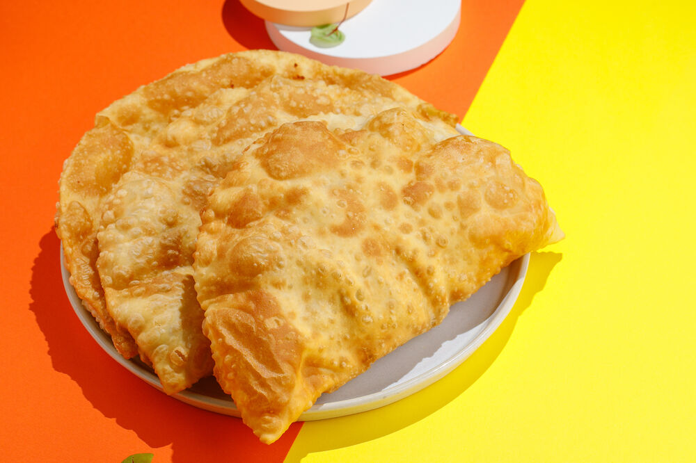 Cheburek with vegetables and cheese