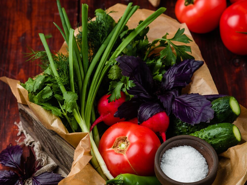 Seasonal vegetables and greens