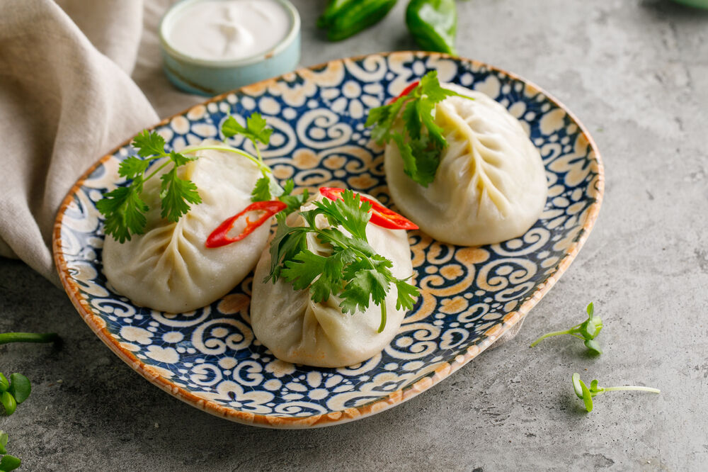 Oriental dumplings with mutton