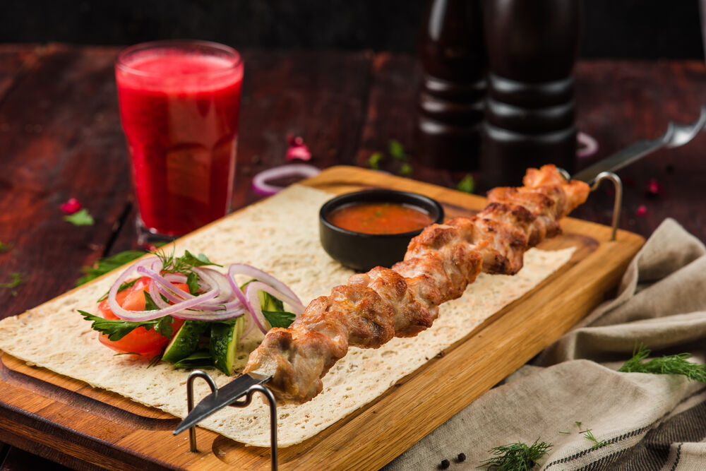Chicken leg quarter shish-kebab