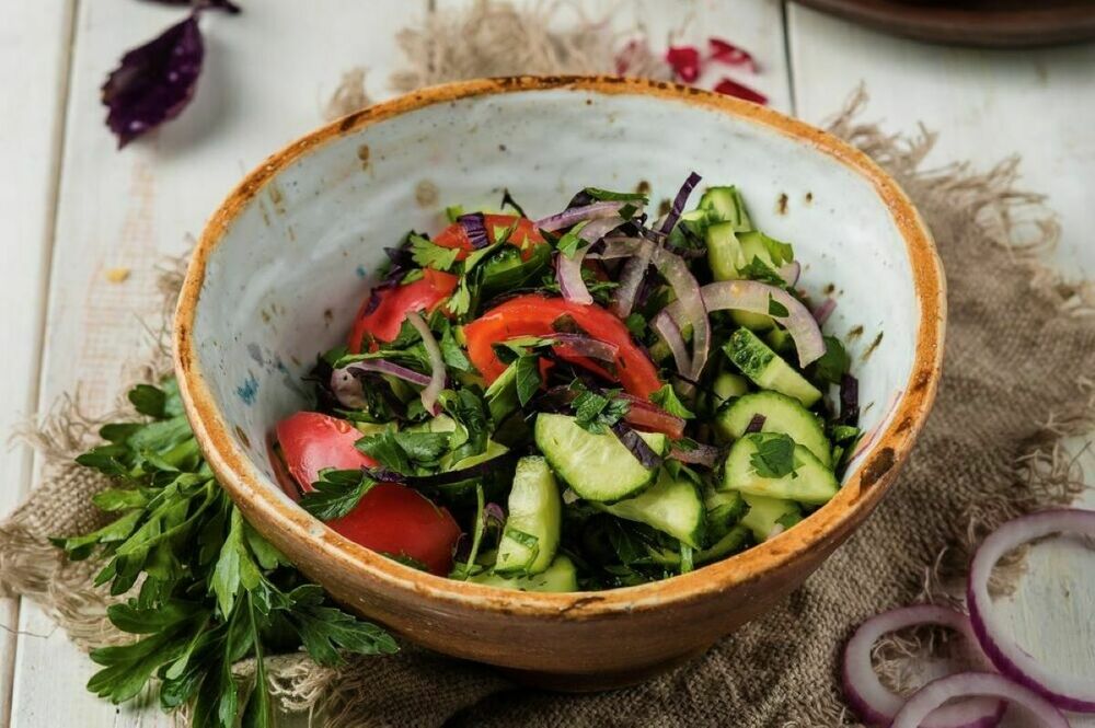 Georgian style vegetable salad with spices
