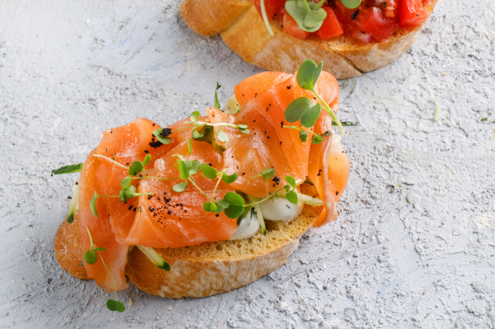 Bruschetta with salmon