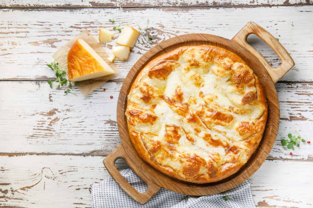 Khachapuri with smoked suluguni cheese