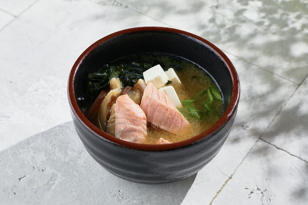 Miso soup with salmon