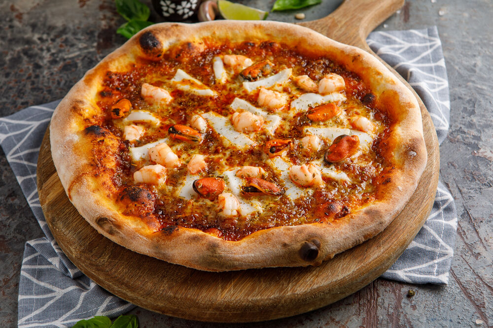Seafood pizza