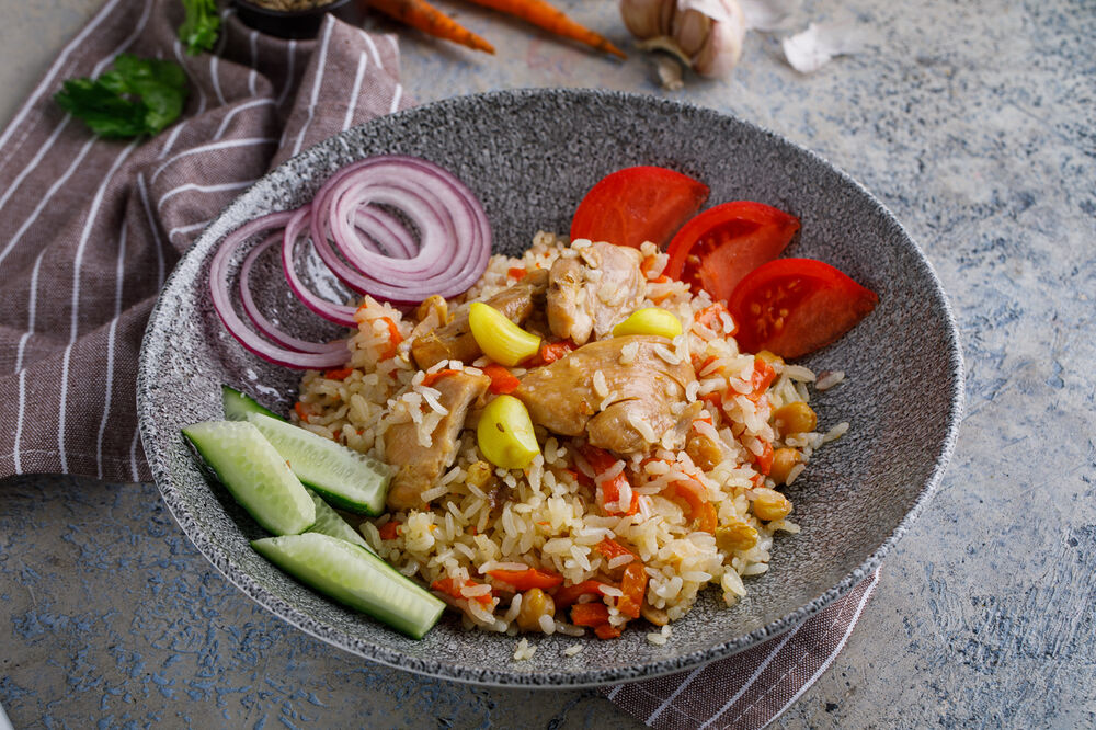 Pilaf in Bukhara with chicken