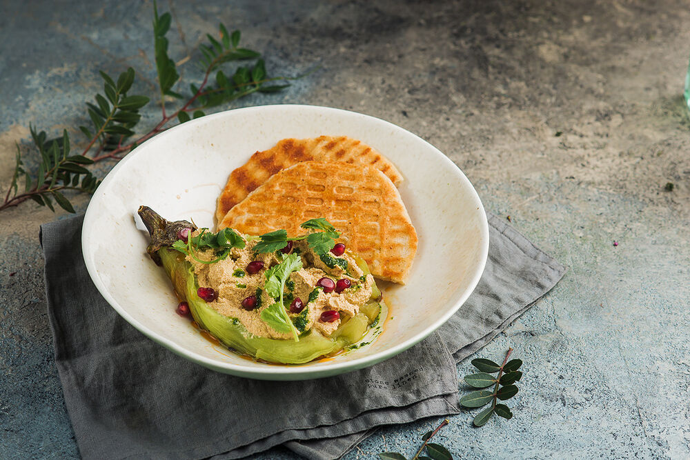 Baked eggplant with mchadi waffles