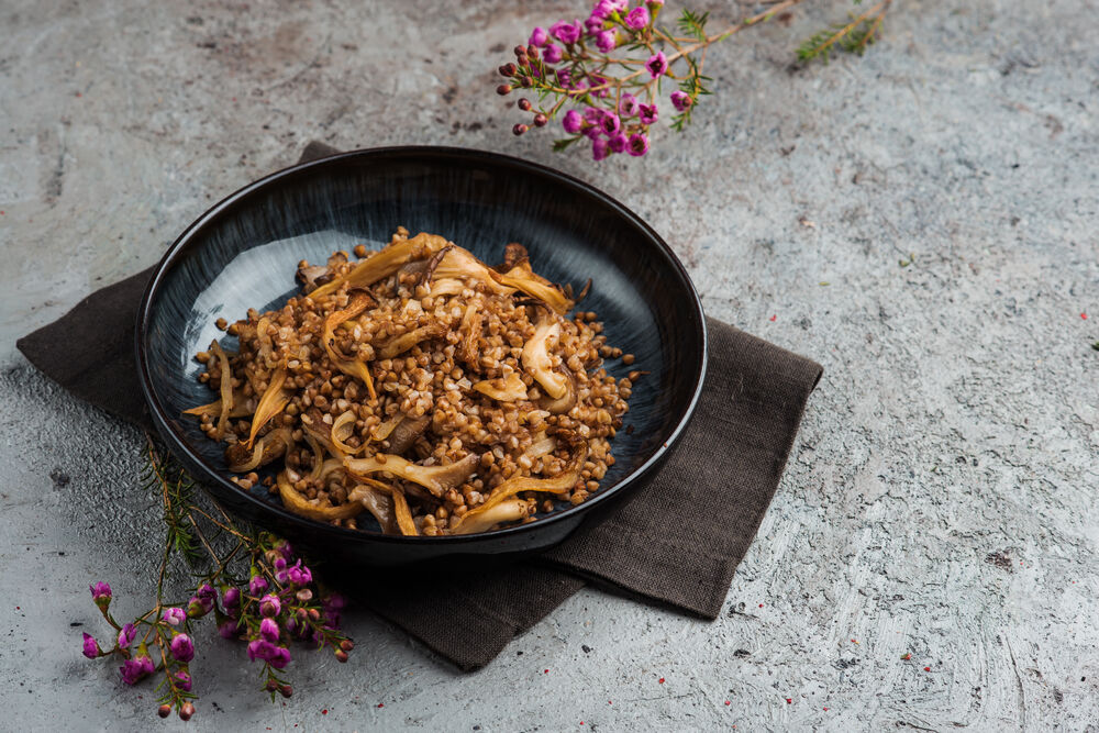 Buckwheat with forest mushrooms and onions