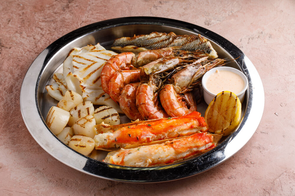 Platter of grilled seafood